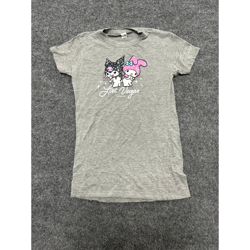 Sanrio T-Shirt Womens Size S Heather Gray Las Vegas Graphic Kuromi My Melody Tee